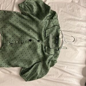 Green Polka Dot Blouse